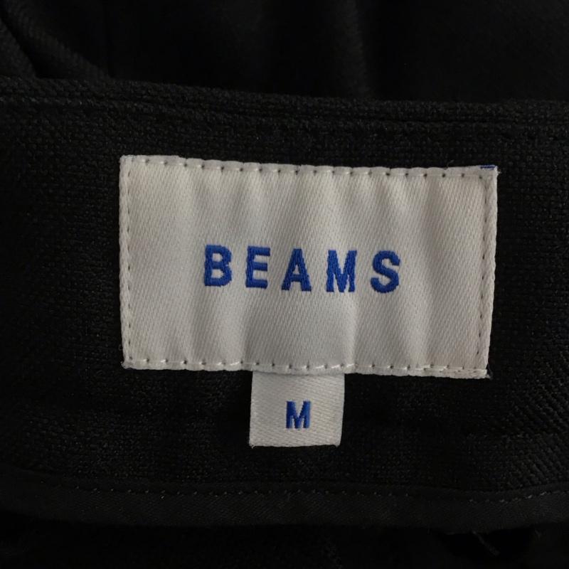 ビームス BEAMS パンツ スラックス スラックスパンツ ワイドパンツ センタータックパンツ ストレッチ M 無地 黒 / ブラック /  メンズ USED 古着 中古 10141518