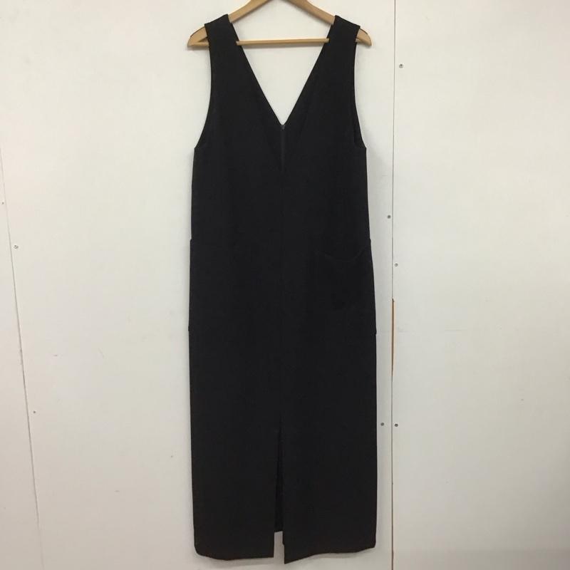 スピック＆スパン Spick & Span ワンピース ロングスカート 20-040-200-3143-4-0 ダブルクロスVネックワンピース 38 無地 黒 / ブラック /  レディース USED 古着 中古 10142237