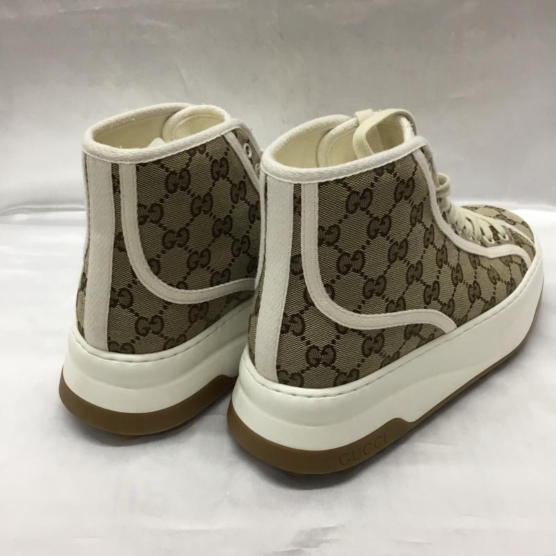 グッチ GUCCI スニーカー スニーカー GG ハイカット 箱有 総柄 ベージュ / ベージュ / X 白 / ホワイト /  メンズ USED 古着 中古 10109199