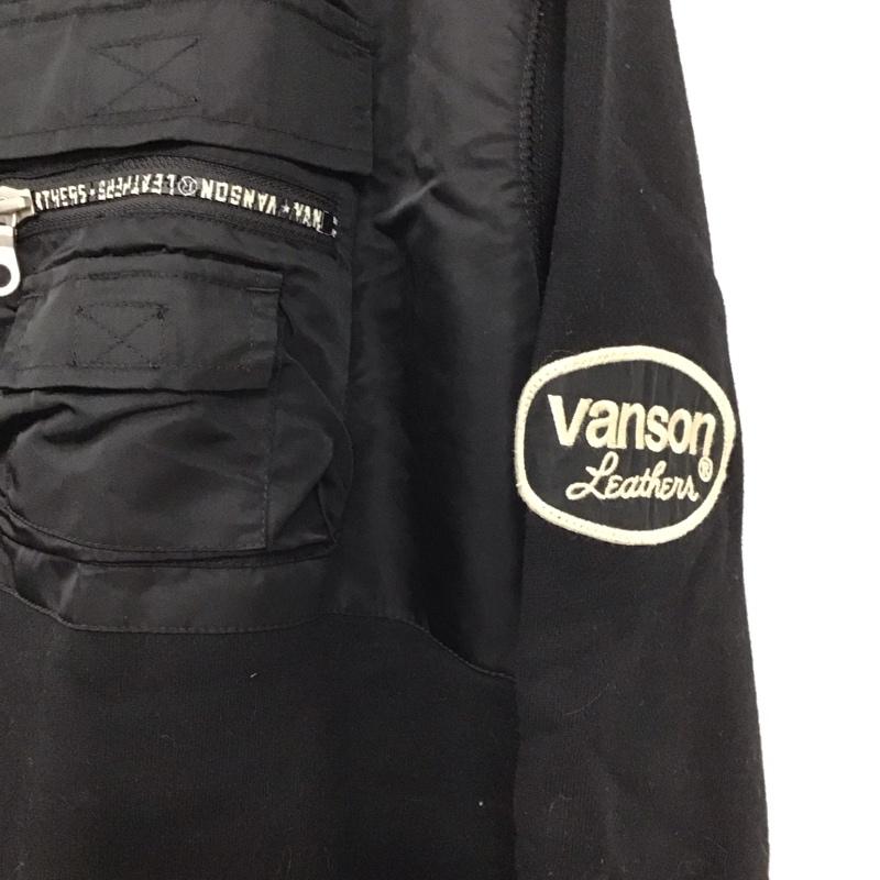 ヴァンソン VANSON トレーナー 長袖 スウェット バックロゴ 胸ポケット L 刺繍 黒 / ブラック /  メンズ USED 古着 中古 10129123