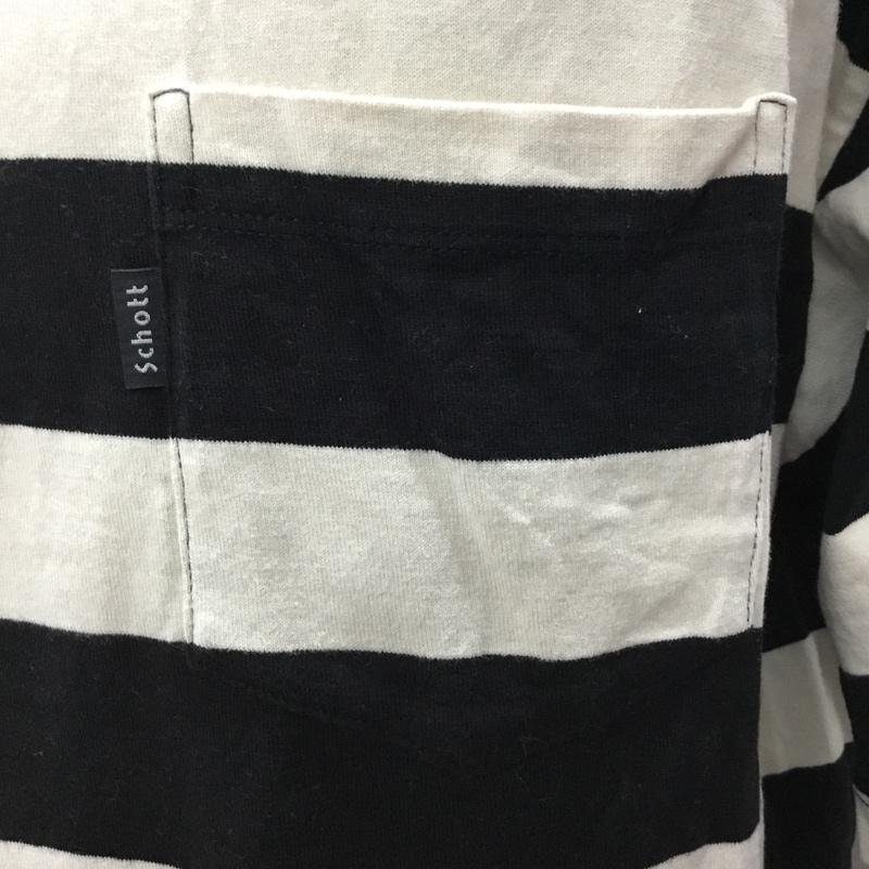 ショット schott Tシャツ 半袖 半袖Tシャツ プリントTシャツ 半袖カットソー XL ボーダー柄 白 / ホワイト / X 黒 / ブラック /  メンズ USED 古着 中古 10120455