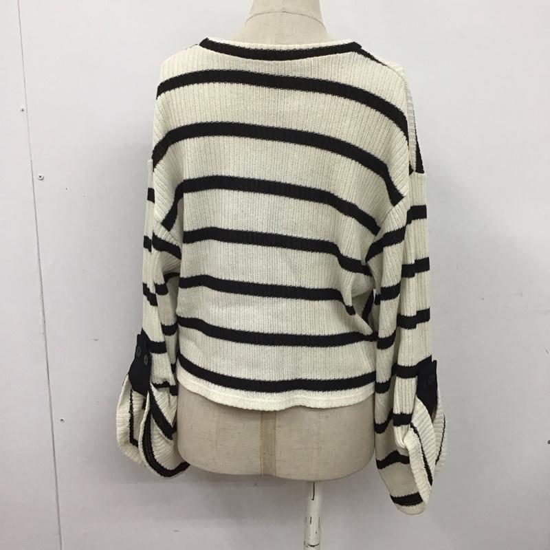 ザラ ZARA ニット、セーター 長袖 2298 008 712 クロップド丈 S ボーダー柄 黒 / ブラック / X オフホワイト / オフホワイト /  レディース USED 古着 中古 10108224