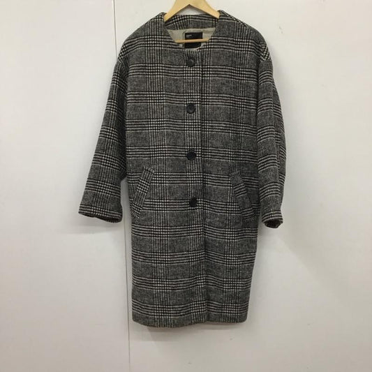 アメリカンホリック AMERICAN HOLIC ジャケット、上着 ジャケット、ブレザー ha94l0z1290 チェック柄ノーカラーコート アウター M チェック 白 / ホワイト / X 黒 / ブラック /  レディース USED 古着 中古 10135193