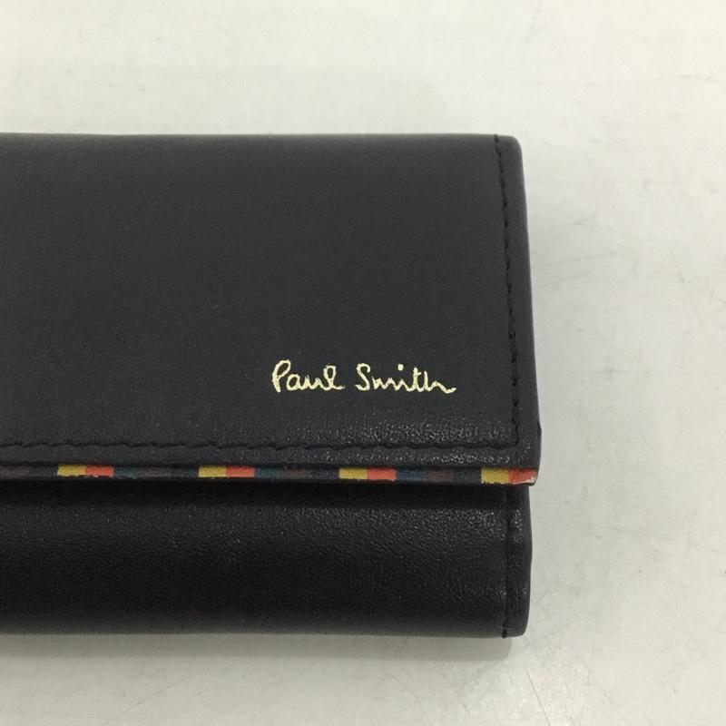 ポールスミス Paul Smith キーホルダー キーホルダー ブライトストライプトリム キーケース ロゴ、文字 黒 / ブラック /  メンズ USED 古着 中古 10136356