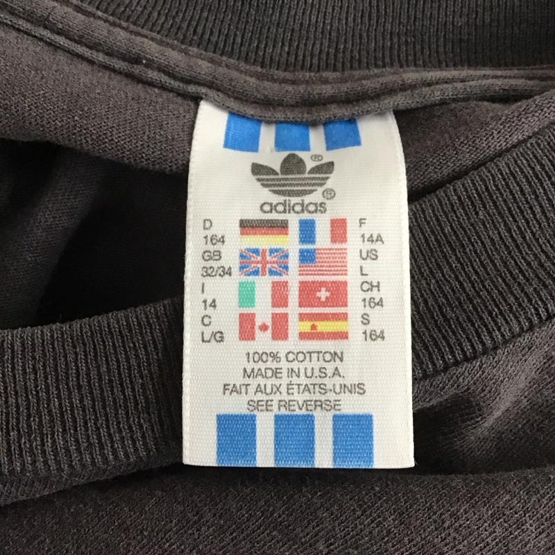 アディダス adidas Tシャツ 半袖 半袖カットソー プリントTシャツ クルーネックカットソー 古着 ヴィンテージ 80s 万国タグ L プリント 黒 / ブラック /  メンズ USED 古着 中古 10107007