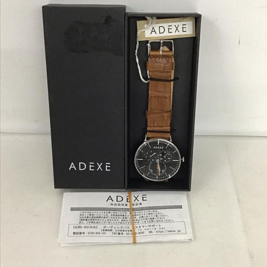 アデクス ADEXE 腕時計 アナログ（クォーツ式） 1868A-04 レザーバンド 箱有 ロゴ、文字 茶 / ブラウン /  メンズ USED 古着 中古 10134437