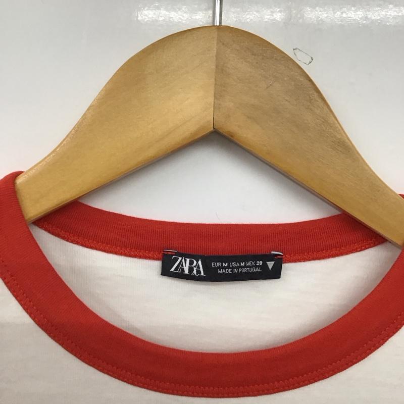 ザラ ZARA Tシャツ 半袖 半袖カットソー プリントTシャツ クルーネックカットソー M プリント 白 / ホワイト /  レディース USED 古着 中古 10149559