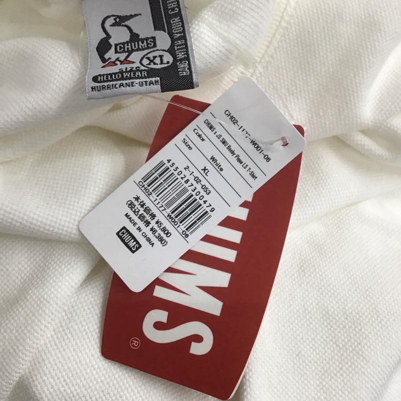 チャムス CHUMS カットソー 長袖 長袖カットソー プリントカットソー クルーネック XL ロゴ、文字 白 / ホワイト /  メンズ USED 古着 中古 10126529