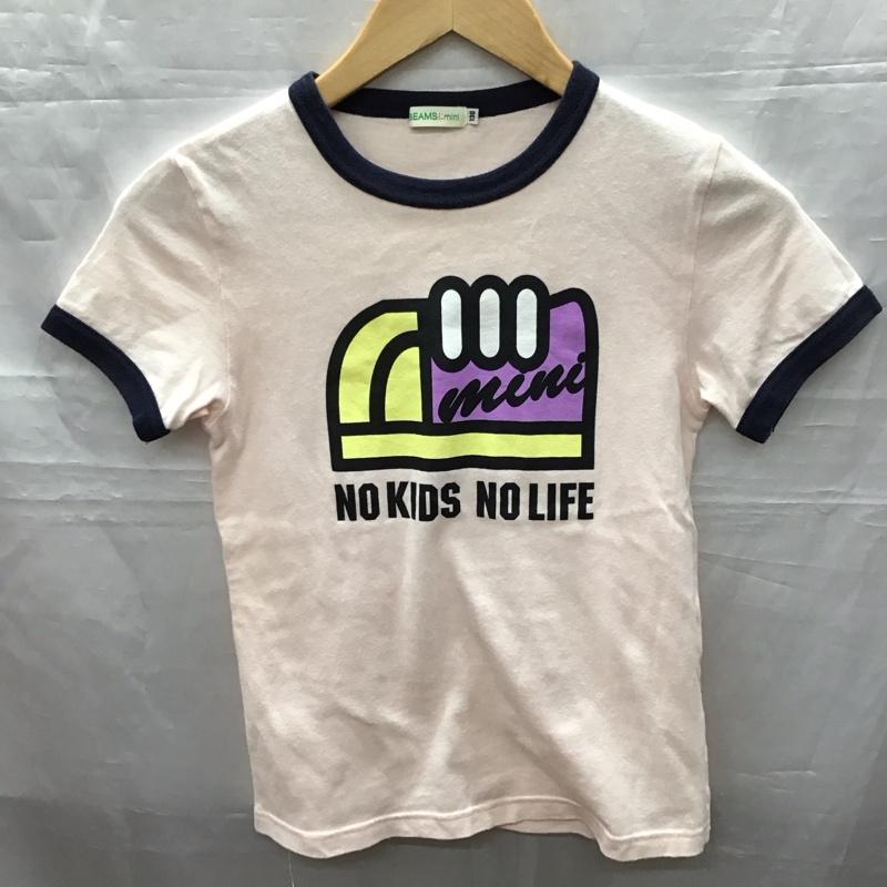 ビームスミニ BEAMSMINI Tシャツ 半袖 130cm リンガーTシャツ キッズ 130cm ロゴ、文字 桃 / ピンク / X 紺 / ネイビー /  ボーイズ USED 古着 中古 10116916