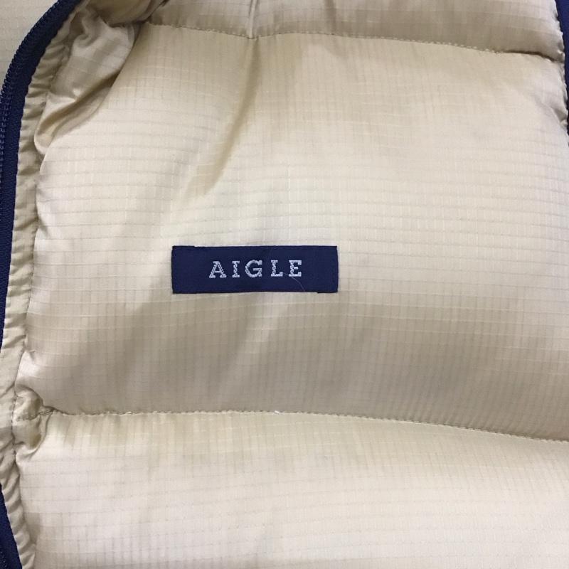 エーグル AIGLE ベスト ベスト ジップアップベスト ダウンベスト ノースリーブ M ロゴ、文字 マスタード / マスタード /  メンズ USED 古着 中古 10139636