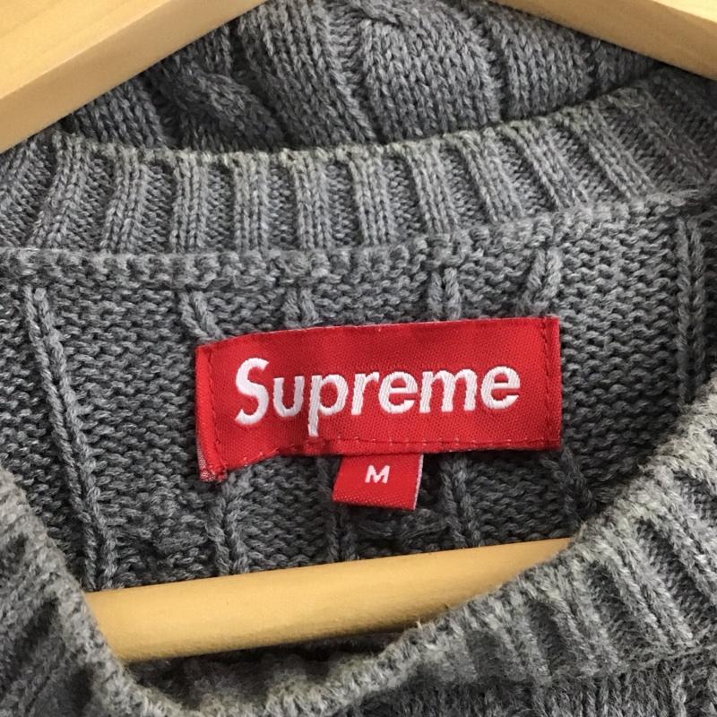 シュプリーム Supreme ニット、セーター 長袖 長袖ニットカットソー クルーネック セーター M ロゴ、文字 灰 / グレー /  メンズ USED 古着 中古 10146437