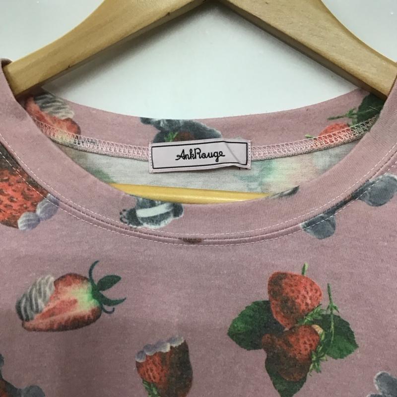 アンクルージュ ANKROUGE ワンピース ミニスカート 半袖ミニスカート クルーネック プリントTシャツ M プリント 桃 / ピンク /  レディース USED 古着 中古 10143734