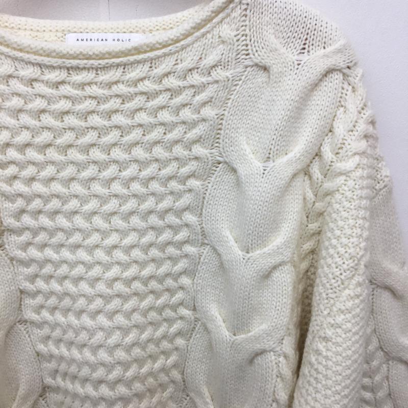 アメリカンホリック AMERICAN HOLIC ニット、セーター 長袖 HA17L2C0300 L 無地 白 / ホワイト /  レディース USED 古着 中古 10140941