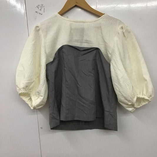 アズールバイマウジー AZUL BY MOUSSY カットソー 半袖 250HSF30-236D ビスチェレイヤードパフスリーブトップス M 無地 白 / ホワイト / X 灰 / グレー /  レディース USED 古着 中古 10129237