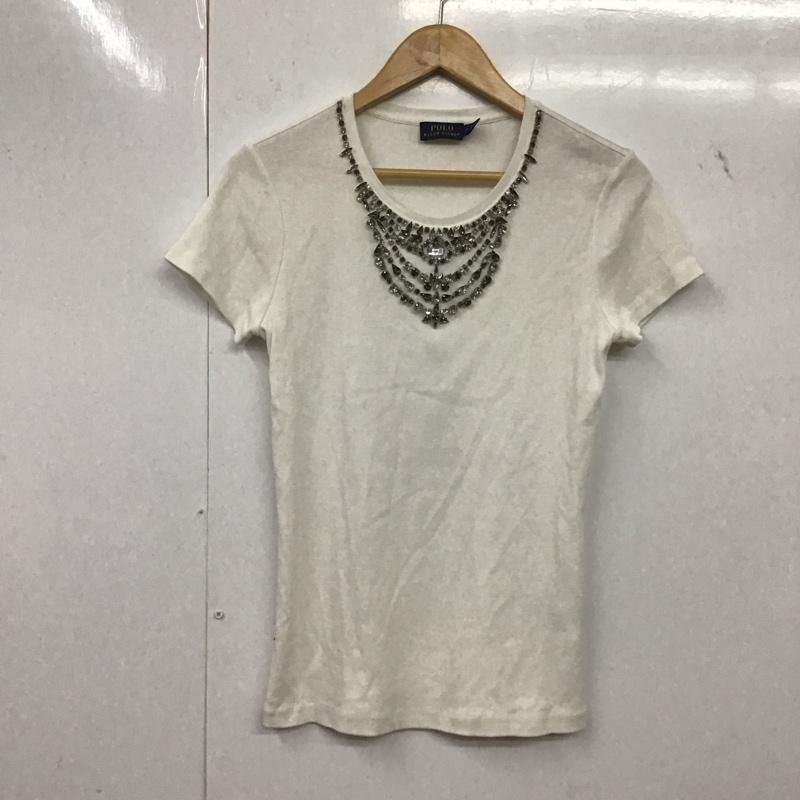 ポロラルフローレン POLO RALPH LAUREN Tシャツ 半袖 ビジュー M 無地 白 / ホワイト /  レディース USED 古着 中古 10142296