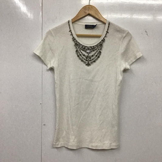 ポロラルフローレン POLO RALPH LAUREN Tシャツ 半袖 ビジュー M 無地 白 / ホワイト /  レディース USED 古着 中古 10142296