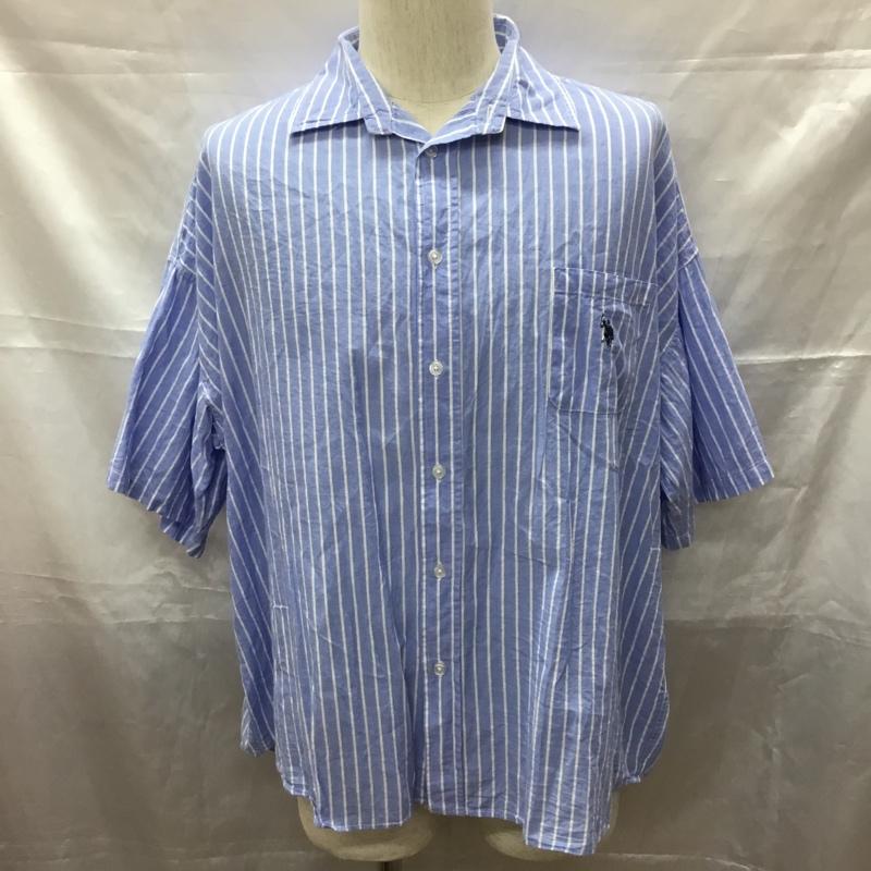 ユーエスポロアッスン U.S.POLO ASSN. シャツ、ブラウス 半袖 半袖シャツ カラーシャツ 半袖カットソー ストライプシャツ L ストライプ 白 / ホワイト / X 水色 / ライトブルー /  メンズ USED 古着 中古 10113303