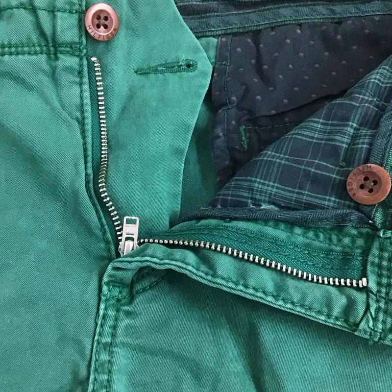 トミーヒルフィガー TOMMY HILFIGER パンツ ワークパンツ、ペインターパンツ ワークパンツ カジュアルパンツ ワイドパンツ ストレートパンツ 32インチ 無地 緑 / グリーン /  メンズ USED 古着 中古 10111099