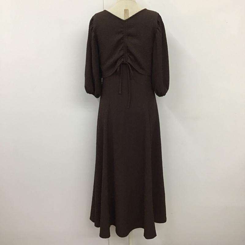 オリーブデオリーブ OLIVE des OLIVE ワンピース ロングスカート 半袖ロングワンピース フレアスカート 切り替えワンピース FREE 無地 茶 / ブラウン /  レディース USED 古着 中古 10118009