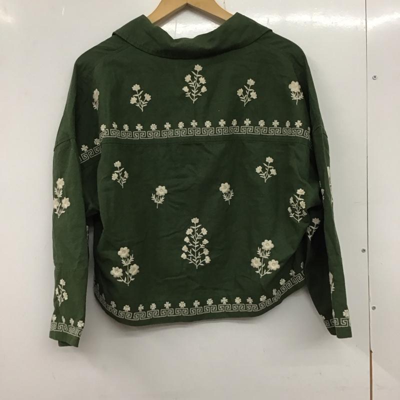 ザラ ZARA ジャケット、上着 ジャケット、ブレザー 長袖ジャケット アウター 前ボタン カラージャケット 刺繍 XL 刺繍 カーキ / カーキ /  レディース USED 古着 中古 10135611