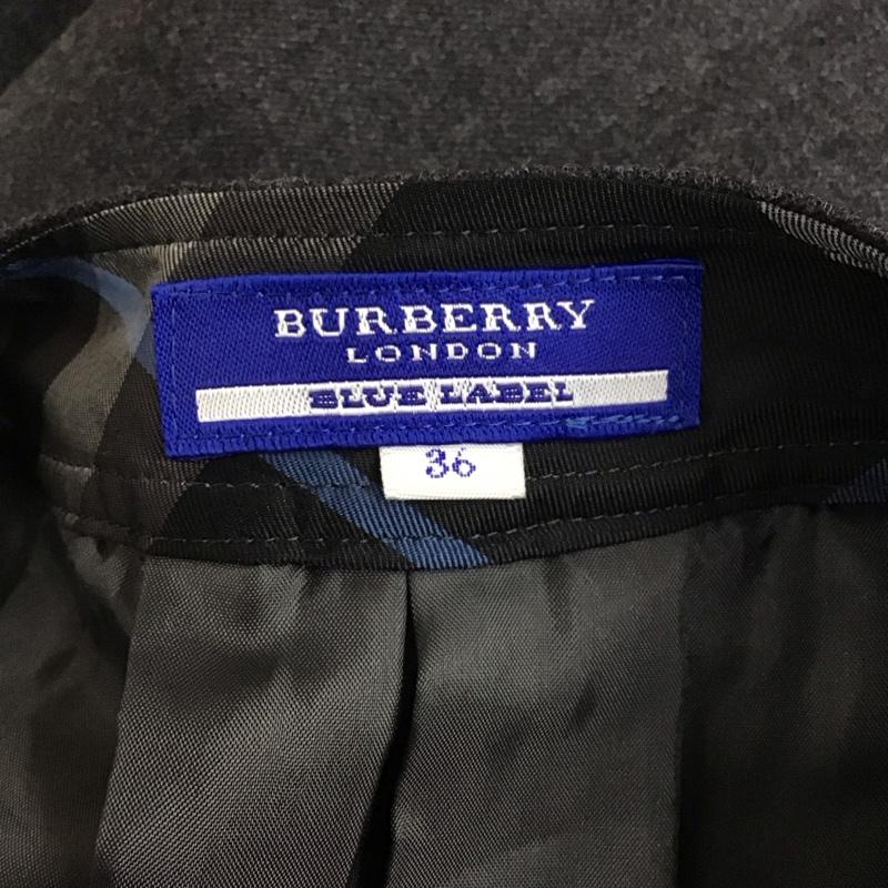 バーバリーブルーレーベル BURBERRY BLUE LABEL ワンピース ひざ丈スカート FMF63-595-08 半袖 スクエアネック 36 無地 チャコールグレー / チャコールグレー /  レディース USED 古着 中古 10115012