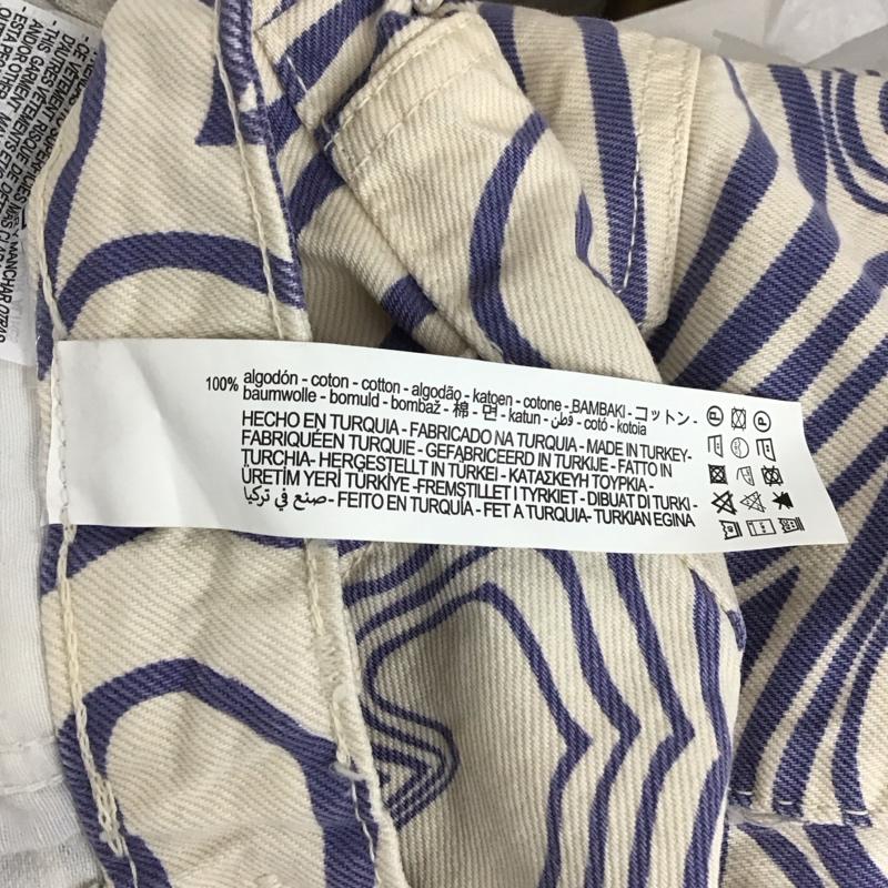 ザラ ZARA パンツ デニム、ジーンズ 6688 043 043 ハイライズ 36 総柄 アイボリー / アイボリー / X 紺 / ネイビー /  レディース USED 古着 中古 10115342