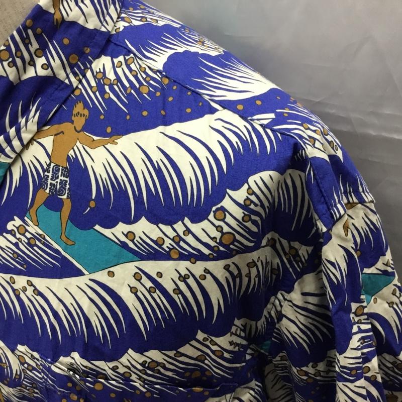 クックストリート COOKE STREET シャツ、ブラウス 半袖 アロハシャツ ボタンダウンシャツ L 総柄 青 / ブルー /  メンズ USED 古着 中古 10108974