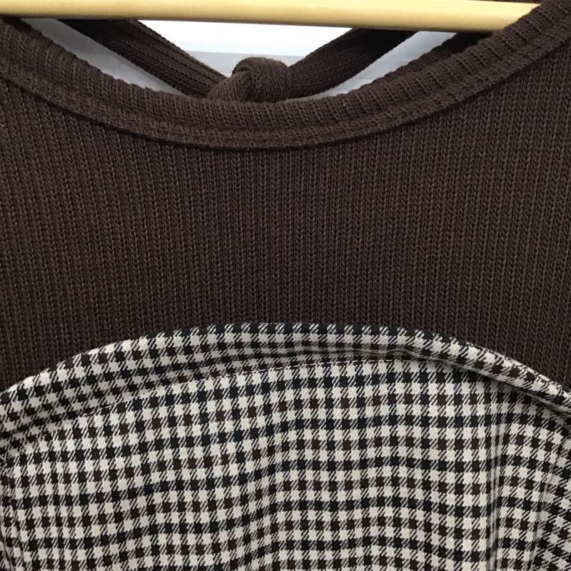 マジェスティックレゴン MAJESTIC LEGON ワンピース ひざ丈スカート 1096061056 チェックドッキングワンピース M 無地 X チェック 茶 / ブラウン /  レディース USED 古着 中古 10130332