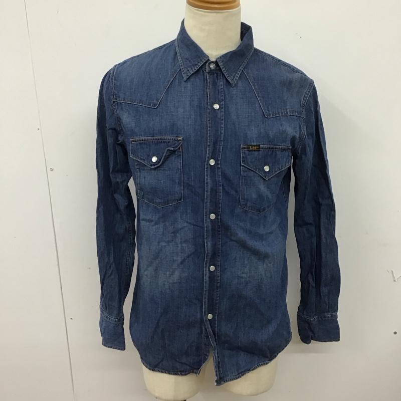 リー Lee シャツ、ブラウス 長袖 長袖デニムシャツ カラーシャツ 長袖シャツ XL ロゴ、文字 インディゴ / インディゴ /  メンズ USED 古着 中古 10126124