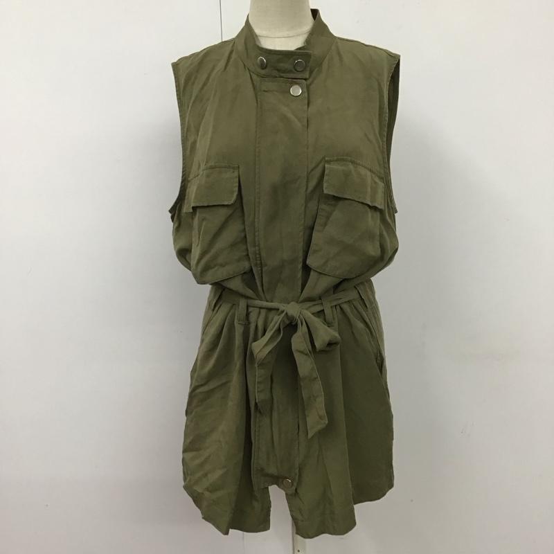 ザラ ZARA ベスト ベスト ジップアップベスト ノースリーブカットソー ロングベスト S 無地 カーキ / カーキ /  レディース USED 古着 中古 10115741
