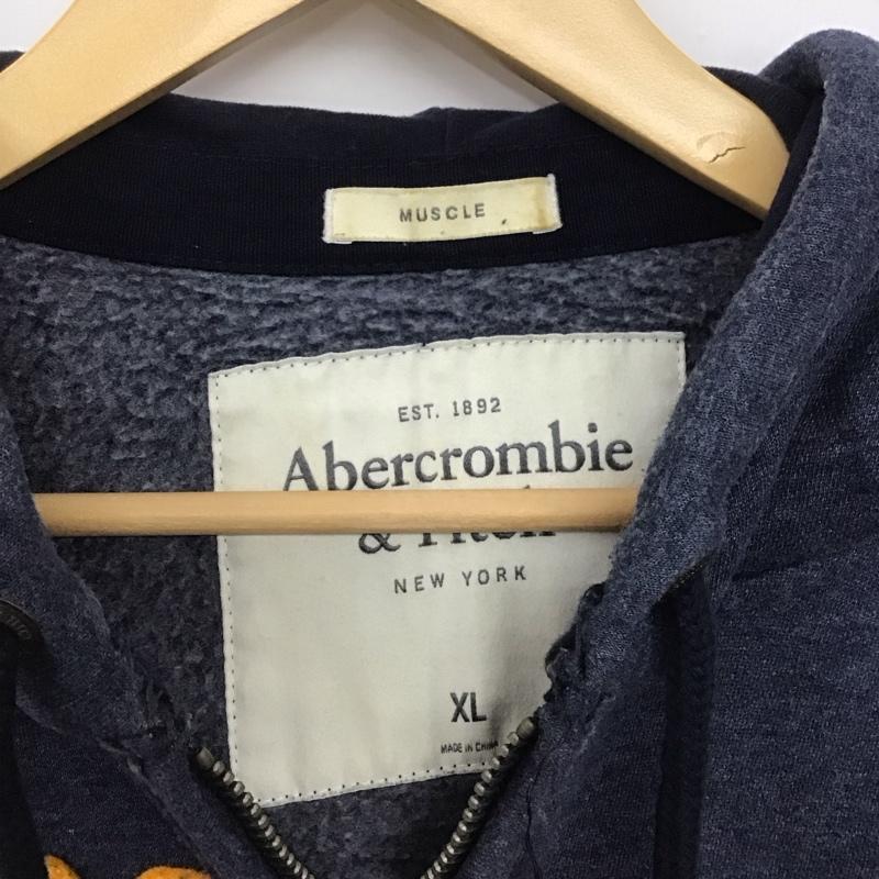 アバクロンビーアンドフィッチ ABERCROMBIE&FITCH パーカー 長袖 ジップアップパーカ XL ロゴ、文字 紺 / ネイビー /  メンズ USED 古着 中古 10145726