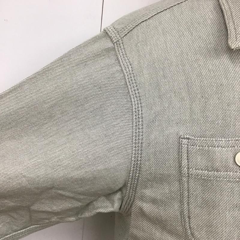 ヒューストン HOUSTON シャツ、ブラウス 長袖 長袖シャツ カラーシャツ ポケットシャツ 長袖カットソー XL ロゴ、文字 灰 / グレー /  メンズ USED 古着 中古 10116385