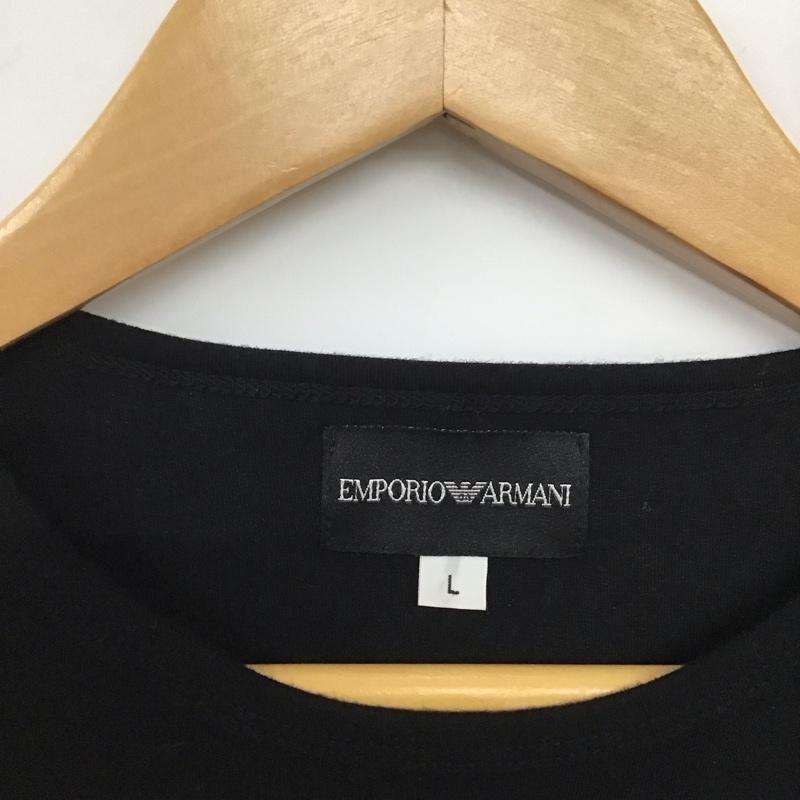 エンポリオアルマーニ EMPORIO ARMANI カットソー 長袖 長袖カットソー プリントカットソー クルーネック L ロゴ、文字 黒 / ブラック /  メンズ USED 古着 中古 10136157