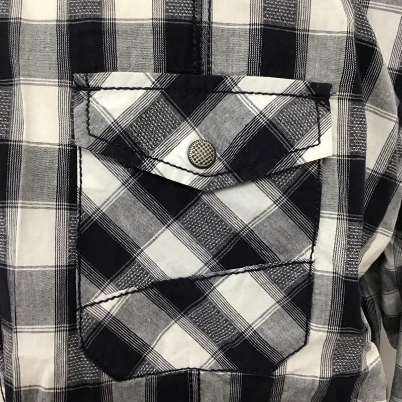 古着 USED シャツ、ブラウス 長袖 HELIX ワークシャツ XXL チェック 白 / ホワイト / X 紺 / ネイビー /  メンズ USED 古着 中古 10121368