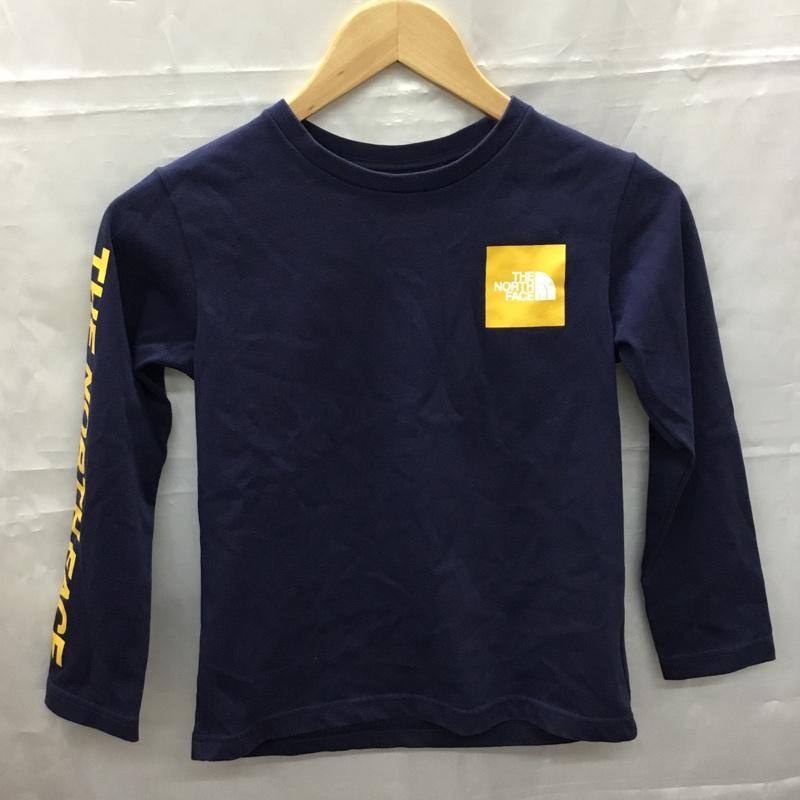 ザノースフェイス THE NORTH FACE Tシャツ 長袖 NTJ82021 ロングスリーブスモールスクエアロゴティー キッズ 130 130cm ロゴ、文字 紺 / ネイビー / X 橙 / オレンジ /  ボーイズ USED 古着 中古 10107442