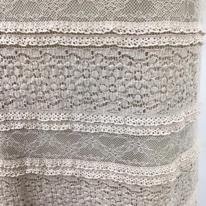 セシルマクビー CECIL McBEE ワンピース ひざ丈スカート 半袖ワンピース レースミニワンピース クルーネック M 総柄 ベージュ / ベージュ /  レディース USED 古着 中古 10113798