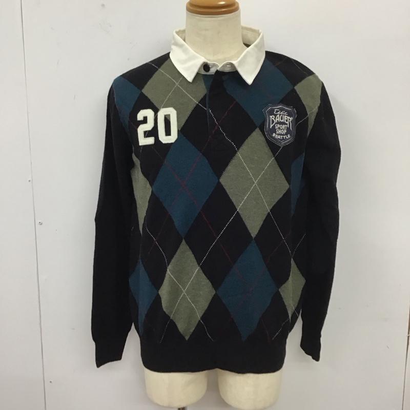 エディーバウアー Eddie Bauer ポロシャツ 長袖 長袖ポロシャツ カラーシャツ ロングスリーブカットソー M チェック マルチカラー / マルチカラー /  メンズ USED 古着 中古 10112553