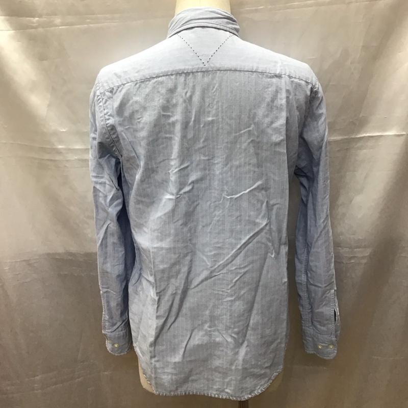 トミーヒルフィガー TOMMY HILFIGER シャツ、ブラウス 長袖 長袖シャツ カラーシャツ ストライプシャツ 長袖カットソー ボタンダウンシャツ リバーシブル M ストライプ 水色 / ライトブルー / X 白 / ホワイト /  メンズ USED 古着 中古 10111710