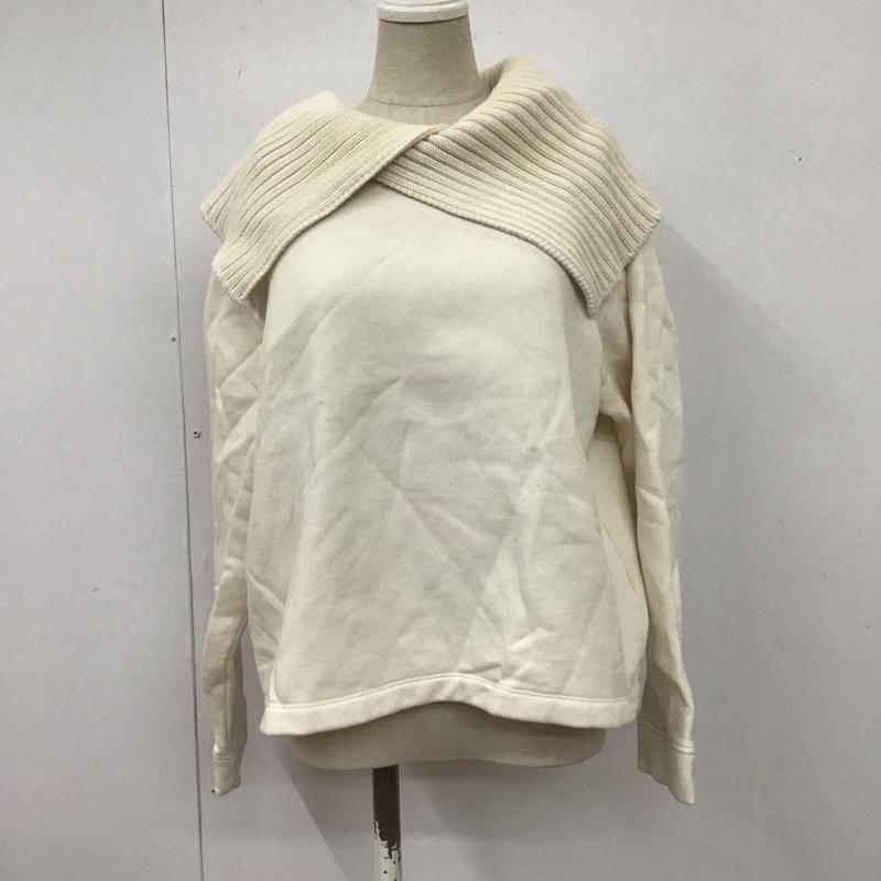 ザラ ZARA トレーナー 長袖 5644 468 712 ニット襟 裏起毛 M 無地 アイボリー / アイボリー /  レディース USED 古着 中古 10108296