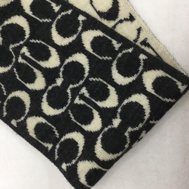 コーチ COACH マフラー マフラー リバーシブル ウール 総柄 白 / ホワイト / X 黒 / ブラック /  メンズ USED 古着 中古 10145826