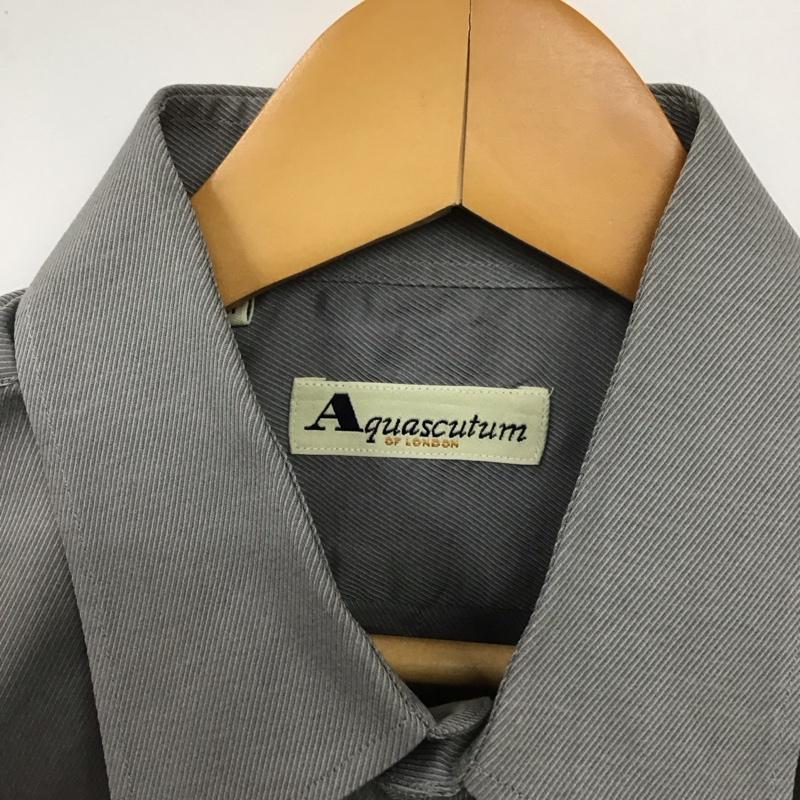 アクアスキュータム Aquascutum シャツ、ブラウス 長袖 長袖シャツ 無地シャツ カラーシャツ ロゴ、文字 灰 / グレー /  メンズ USED 古着 中古 10131133