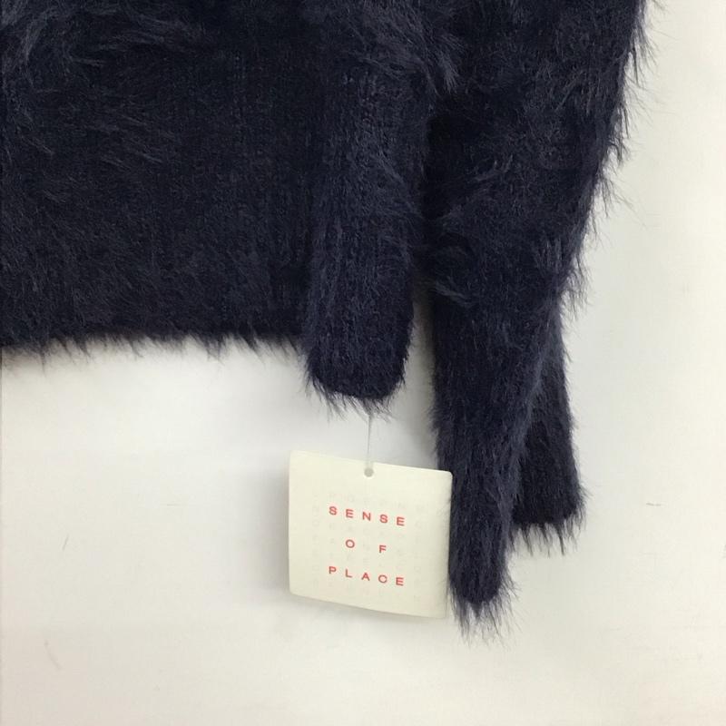 センスオブプレイスバイアーバンリサーチ SENSE OF PLACE by URBAN RESEARCH ニット、セーター 長袖 AA77-22A028 フェザーオフショルニット FREE 無地 紺 / ネイビー /  レディース USED 古着 中古 10131712