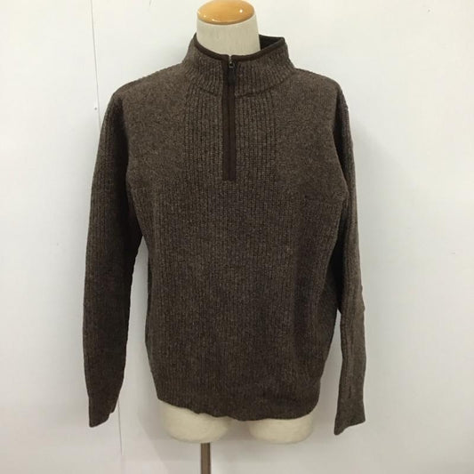 エルエルビーン L.L.Bean ニット、セーター 長袖 長袖ニット 長袖カットソー リブニット セーター ジップアップネック S 無地 茶 / ブラウン /  メンズ USED 古着 中古 10111270