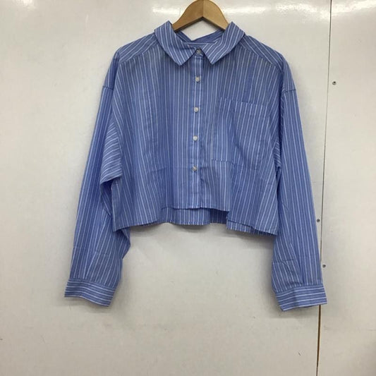 アズールバイマウジー AZUL BY MOUSSY シャツ、ブラウス 長袖 250HSG30-190C ショートキリカエシャツ FREE ストライプ 水色 / ライトブルー /  レディース USED 古着 中古 10133325