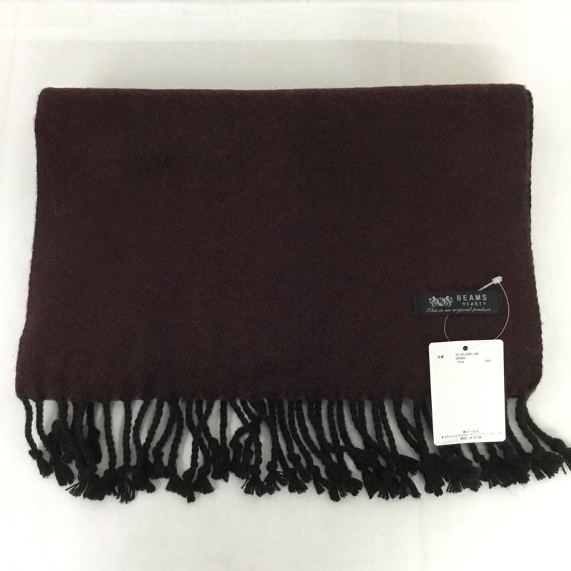 ビームス BEAMS マフラー マフラー 42-45-0060-544 フリンジ 無地 ボルドー / ボルドー / X チャコールグレー / チャコールグレー /  メンズ USED 古着 中古 10130564