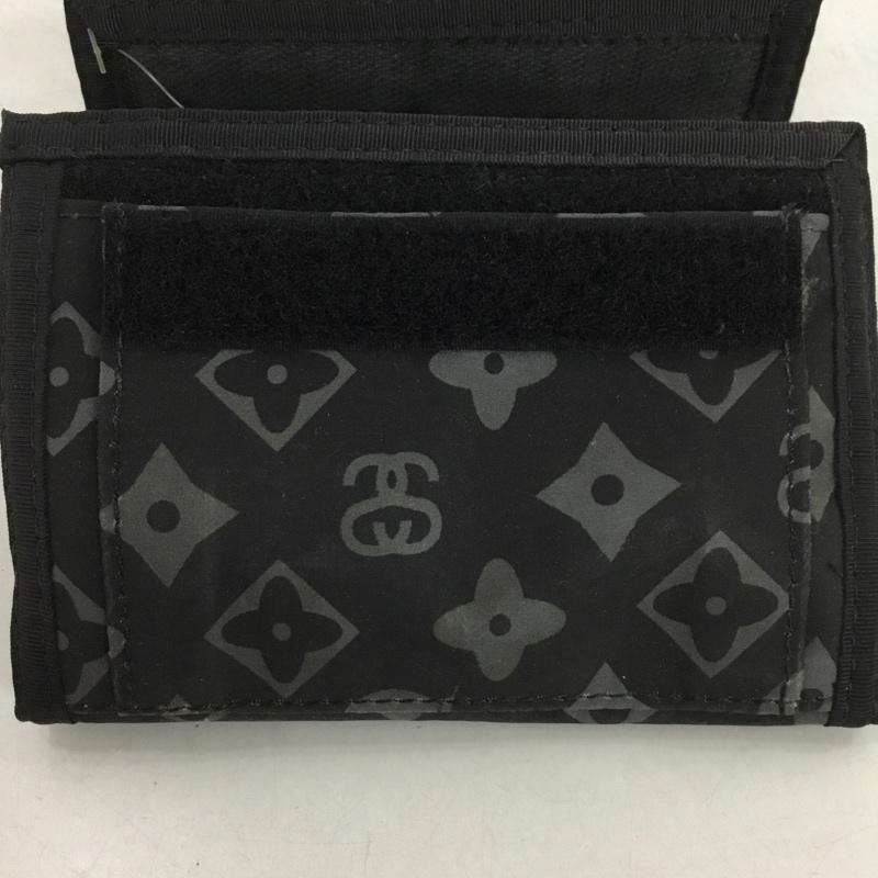 ステューシー STUSSY 財布 二つ折り モノグラム柄 総柄 黒 / ブラック /  メンズ USED 古着 中古 10146887