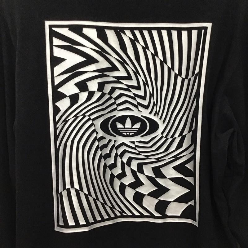 アディダス adidas カットソー 長袖 長袖カットソー プリントカットソー クルーネック ロゴ、文字 黒 / ブラック /  メンズ USED 古着 中古 10133710