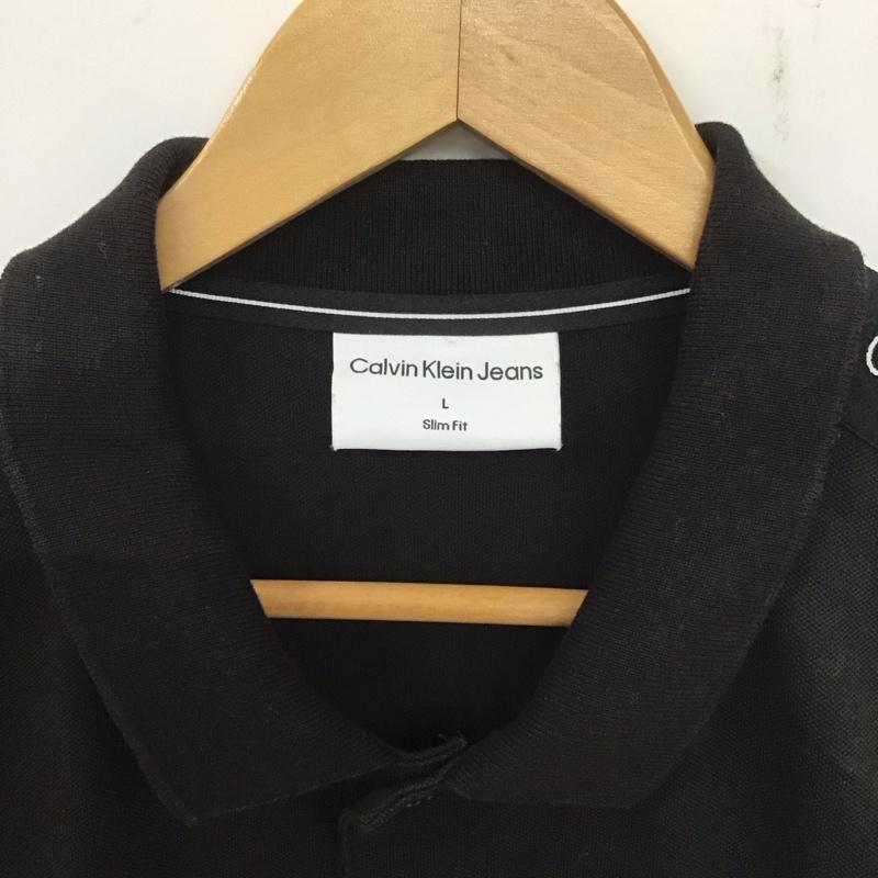 カルヴァン クライン ジーンズ Calvin Klein Jeans ポロシャツ 半袖 半袖ポロシャツ カラーシャツ 半袖カットソー L ロゴ、文字 黒 / ブラック /  メンズ USED 古着 中古 10139876