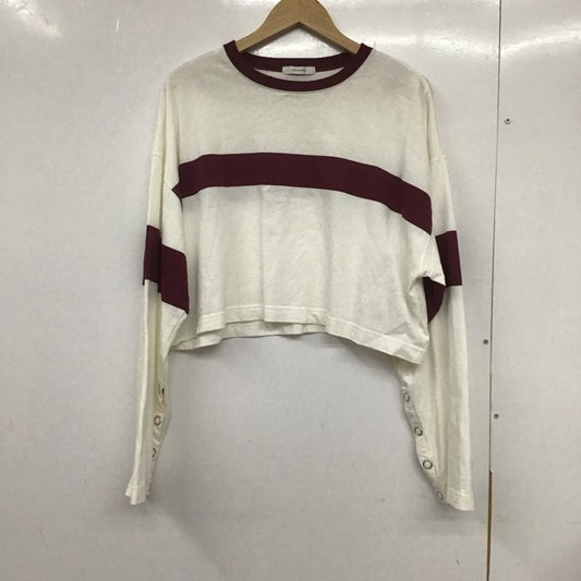 ジーナシス JEANASIS Tシャツ 長袖 JS064216MN アソートボーダーショート FREE 無地 白 / ホワイト / X えんじ / ワインレッド /  レディース USED 古着 中古 10132783
