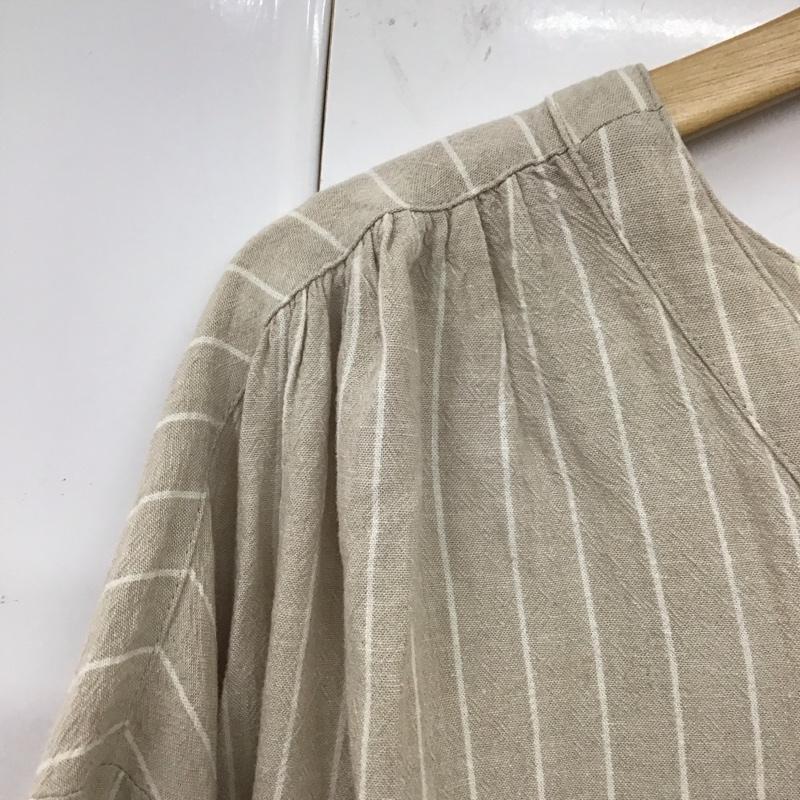 アメリカンホリック AMERICAN HOLIC チュニック 半袖 HA12L0G0190 スキッパーリネンブレンドポンチョチュニック FREE ストライプ ベージュ / ベージュ /  レディース USED 古着 中古 10129230